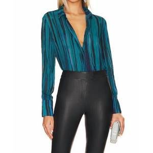 NEW BELLA DAHL teal stripe top in teal